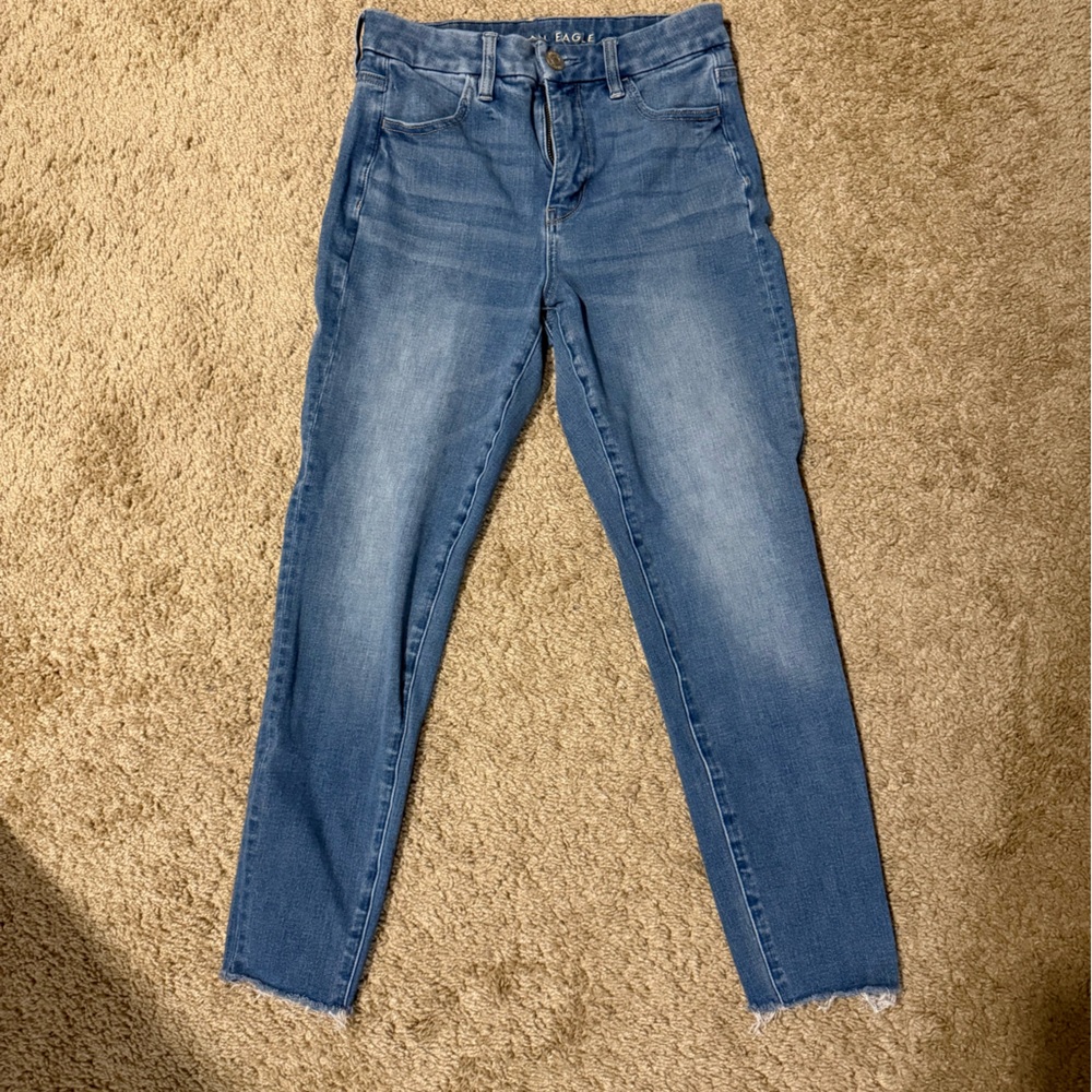 American Eagle Outfitters Medium High-Waisted Blue Skinny Cropped Jeans